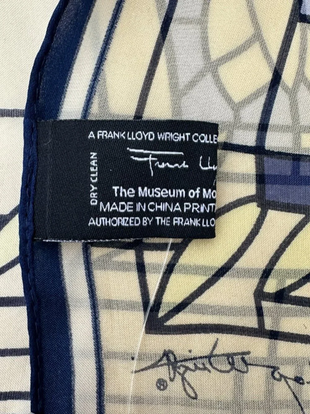 MOMA Frank Lloyd Wright Collection Stained Glass 100% Silk Scarf- New w/ Tags